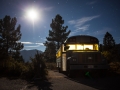 The bus resting for the night in the Eastern Sierra Mountains.